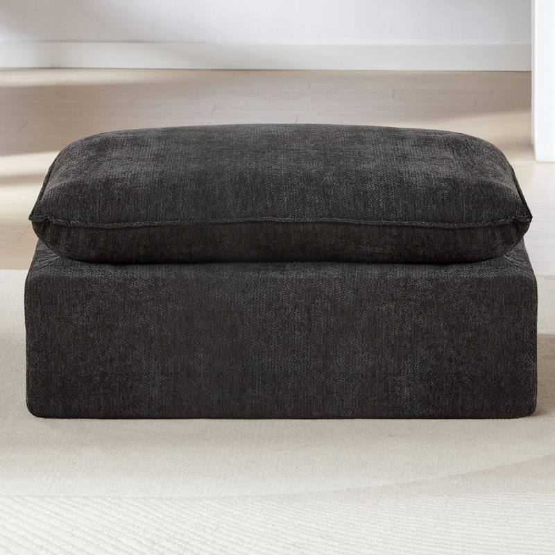 Upholstered Chenille Ottoman, No Assembly Needed, Matches Compression Cloud Sectional Collection, Gray Chenille