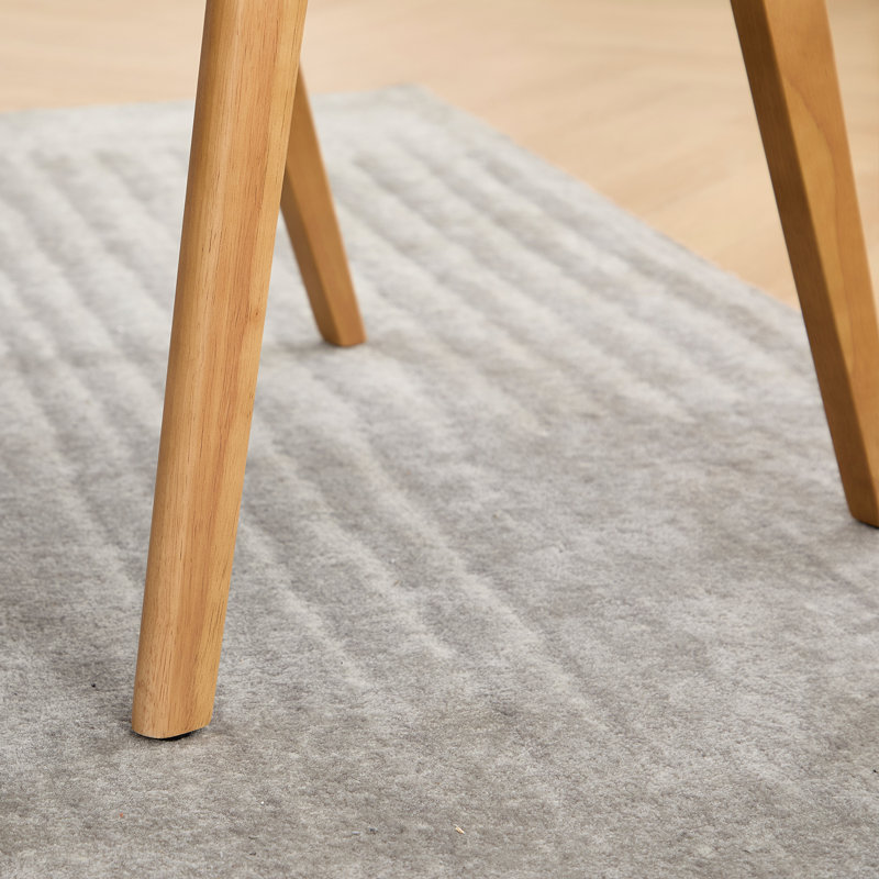 Chaises de salle à manger de style Mid-Century, chaises de salle à manger rembourrées en lin avec dossier courbé et pieds en bois (ensemble de 2)