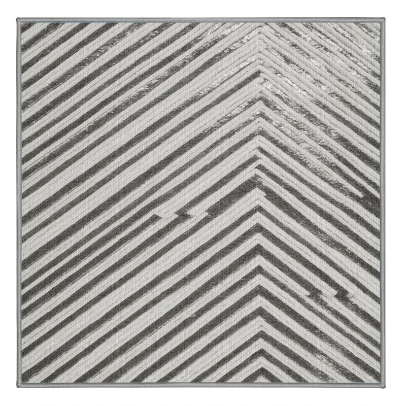 Washable Silver White Striped Area Rug, Round 8'
