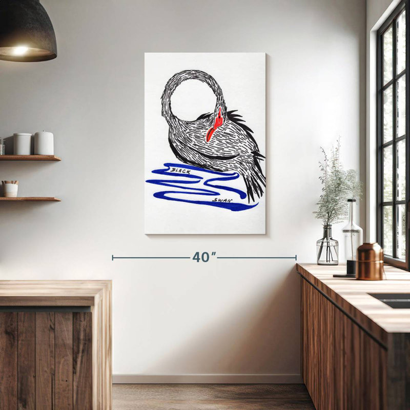 Brampt Wild Black Swan, 39" H x 26" W