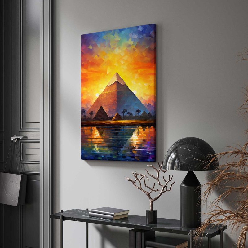 La grande pyramide de Gizeh - peinture sur toile tendue, 30" H x 18" W x 1" D