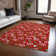 Machine Washable Indoor/Outdoor Snowflake Ho Ho Ho Xhevrie Red Rug