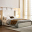 Lit rembourré King Size avec tête de lit à oreilles de 133 cm, élégant et luxueux, toile, structure en métal, montage rapide, sommier requis, design moderne et épuré, cadre rembourré en mousse, facile à monter