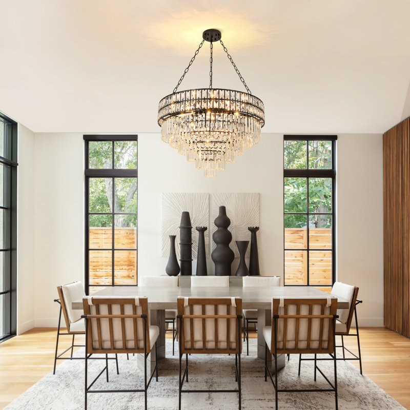 Lustre empire en cristal Imma, Or vif, H 42,5 po x l 29,5 po x P 29,5 po
