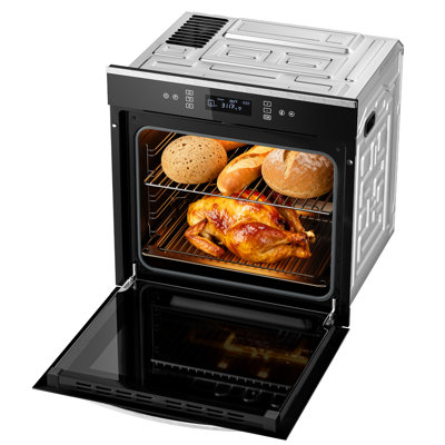 Four mural électrique encastré 24 po avec convection véritable, friteuse et rôtissoire, 243 pi³, acier inoxydable