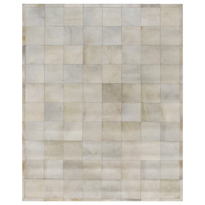 Natural Hide Geometric Handmade Cowhide Beige/Gray/Dark Gray Area Rug