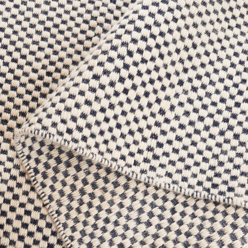 Veropeso Flat Weave Wool/Cotton Geometric Rug in Navy/Ivory/Gray, Rectangle 5' x 8'
