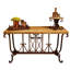 63" Rectangular Chiseled Travertine Console Table - Hand Forged Wrought Iron - Mexports By Susana Molina