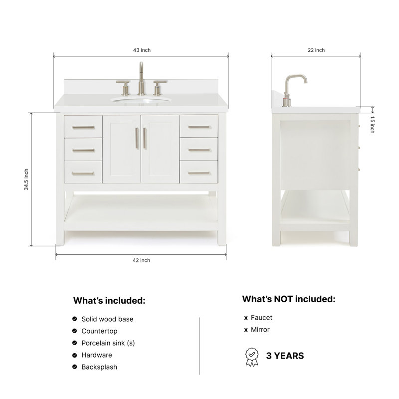 Magnolia Bath Vanity Oval Basin S043SWQ, White, Oval