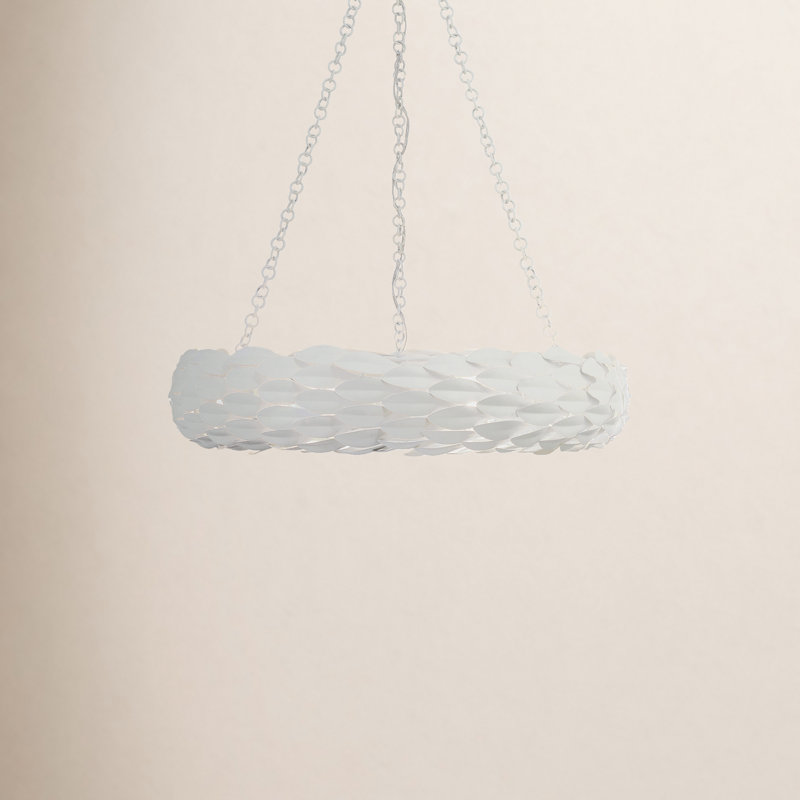 Kosovo - Light Matte White Wagon Wheel Pendant, 6