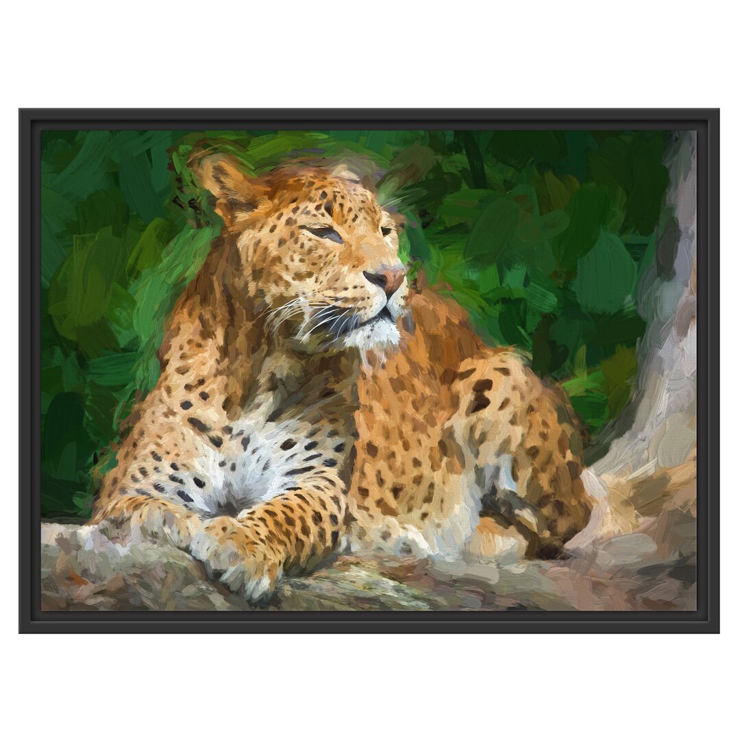 Gerahmtes Wandbild Leopard in der Natur