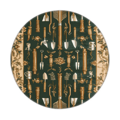 French Green Indoor and Outdoor Area Rug