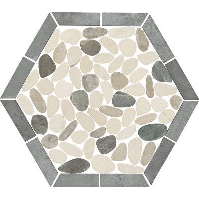 Daltile Pebble Oasis Natural Stone Framed Hexagon Pebble Mosaic 11" x 10" (11 PC per Carton) (10.88 SQFT per Carton)