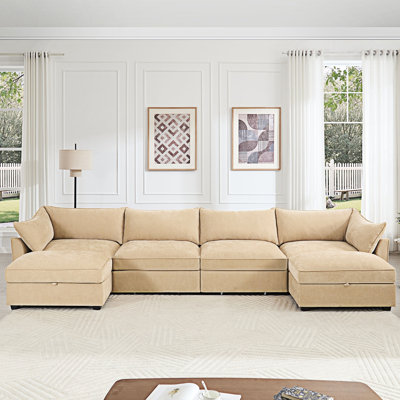 U Shape Sofa Couch With Movable Ottomans