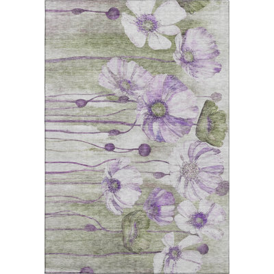 Premium Machine Washable Prisco Purple Rug