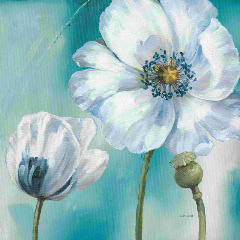 Teal Dance III - impression sur toile tendue, L 36 po x H 36 po