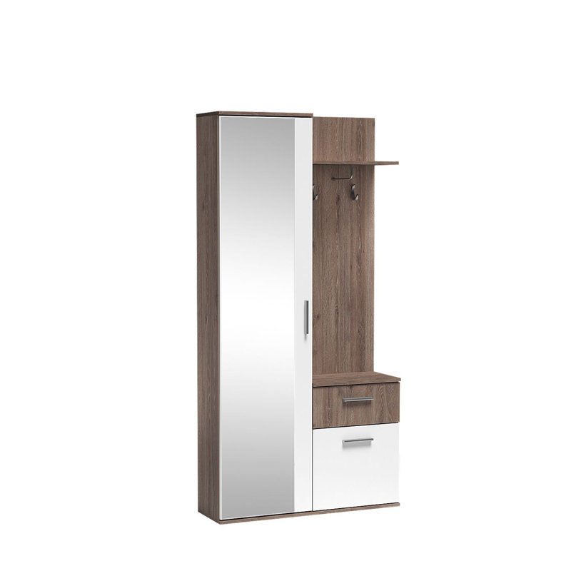 LUX DRESSING ROOM WITH MIRROR , Dark Brown/White