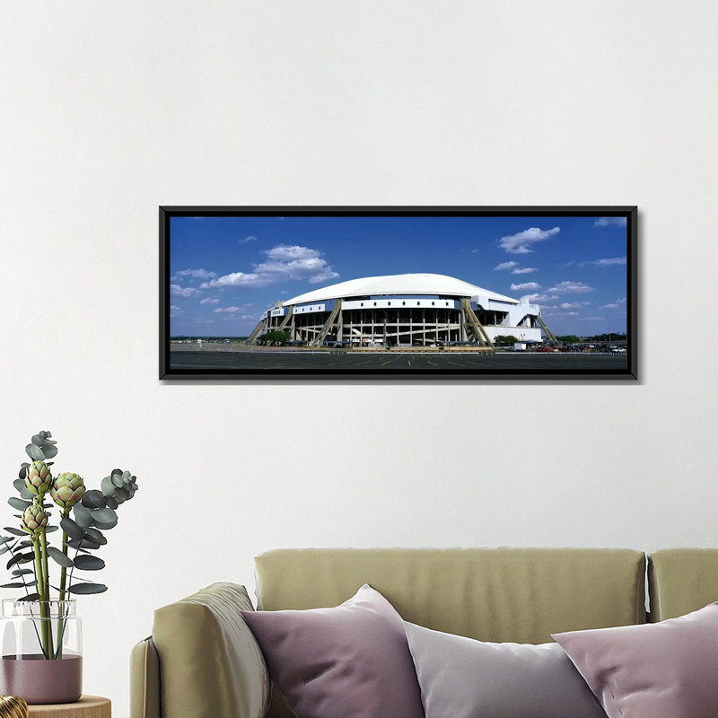 Panoramic Texas Stadium, reproduction de photo sur toile tendue, H 20 po x l 60 po x P 1,5 po, Toile avec cadre noir