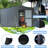 11'x12.5' Outdoor Metal Storage Hut, Galvanized Steel Frame, Windows, Lockable Door, Gray House 11'x12.5', Windows & Dark