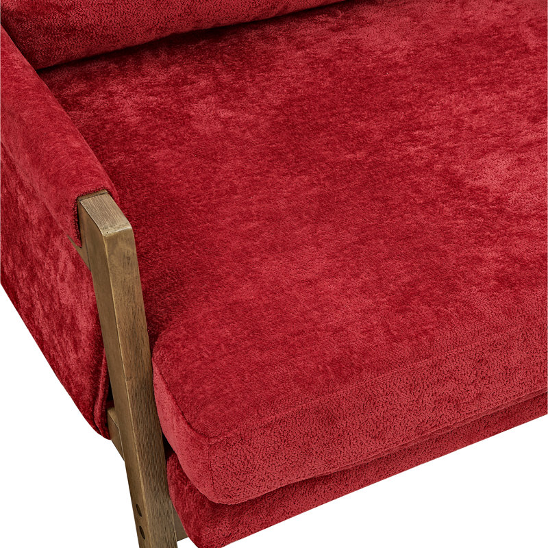 Fauteuil rouge de style moderne du milieu du siècle - Collection, Construction, Coussins moelleux en velours, Construction robuste, Siège de luxe