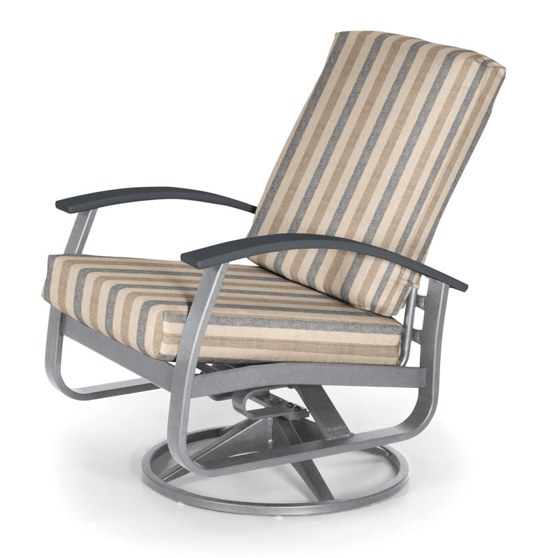 Askar Swivel Powder Coated Aluminum Outdoor Lounge Chair, Cast Slate Sunbrella® Plainweave, Classic Graphite P30