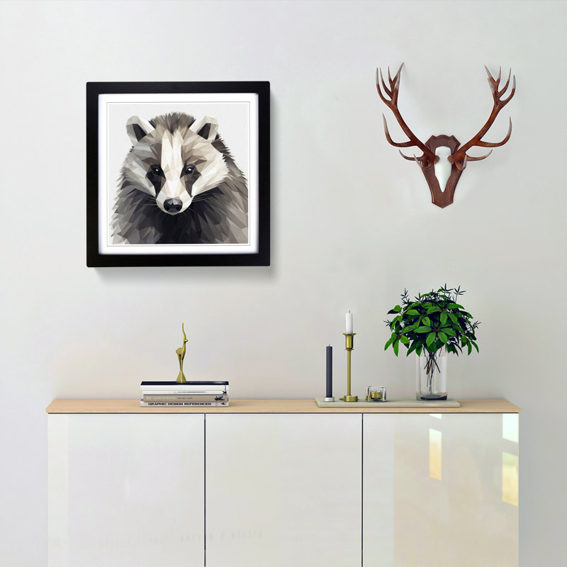 Badger Geometric No.1 - Framed Print, Black