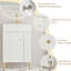 Meuble-lavabo de 21,6 po avec lavabo en céramique, tablette ouverte à droite, finition imperméable 24vb06-21whr, porte de rangement blanche, design élégant