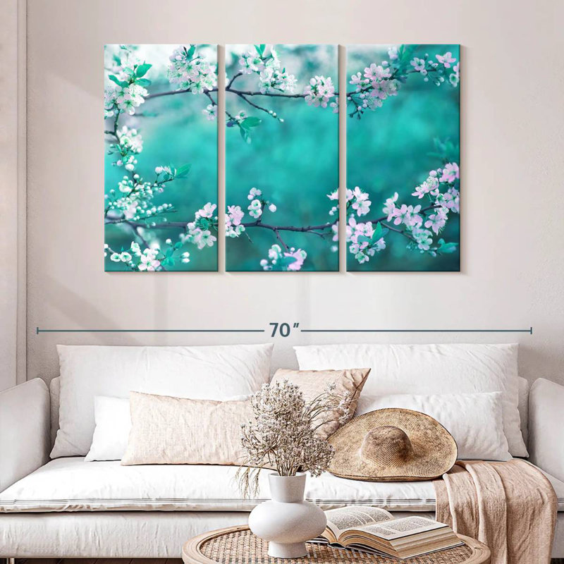 Harnek White Cherry Blossoms In Japan, 32" H x 50" W