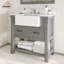 Meuble-lavabo double 36 po gris avec miroir