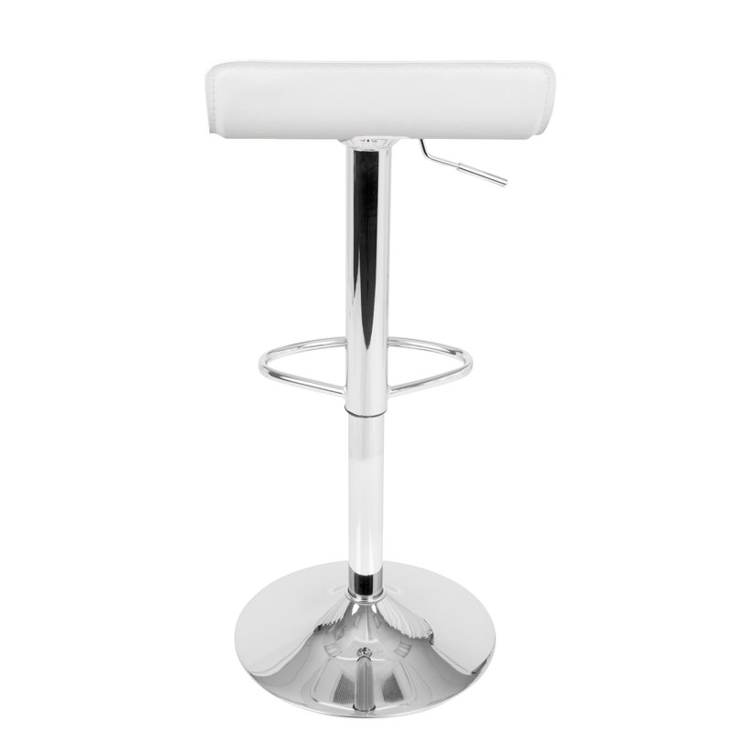 Contemporary Adjustable Barstool In White Pu Leather By  - Set Of 2, White