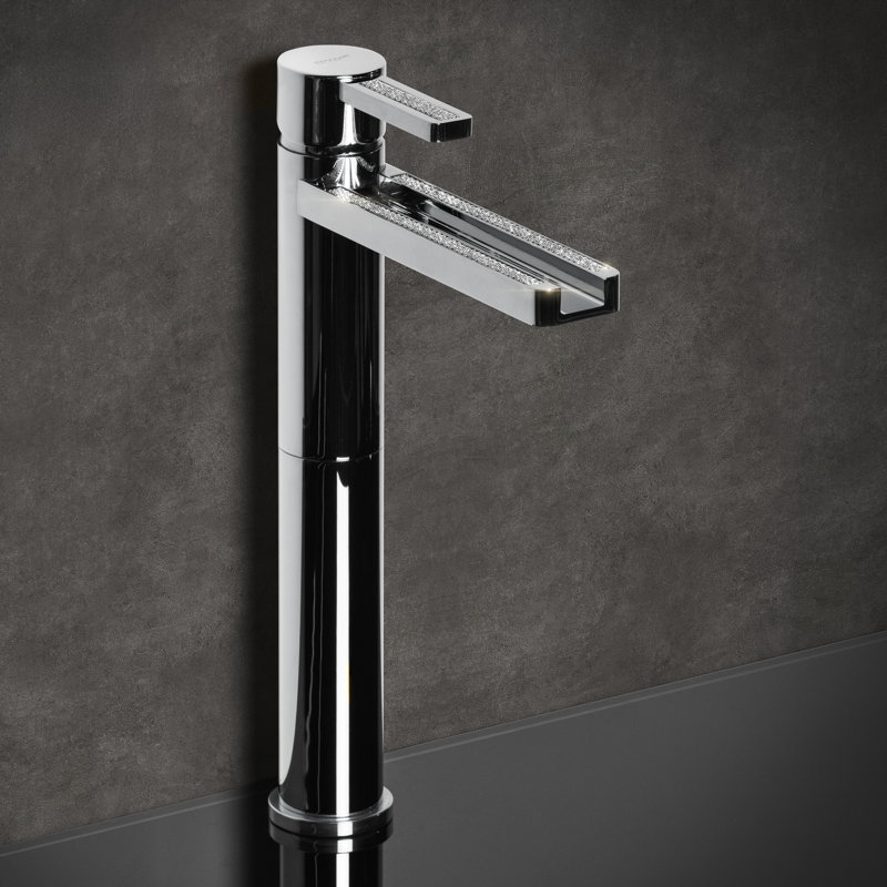 Capri Swarovski Crystal Single-Hole Single-Handle Bathroom Faucet, Polished Chrome