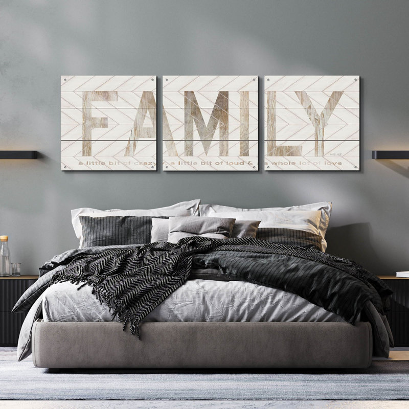 «Family Chevron» par Cindy Jacobs, ensemble d'art mural en verre acrylique, ensemble de 3 pièces, H 24 po x l 72 po