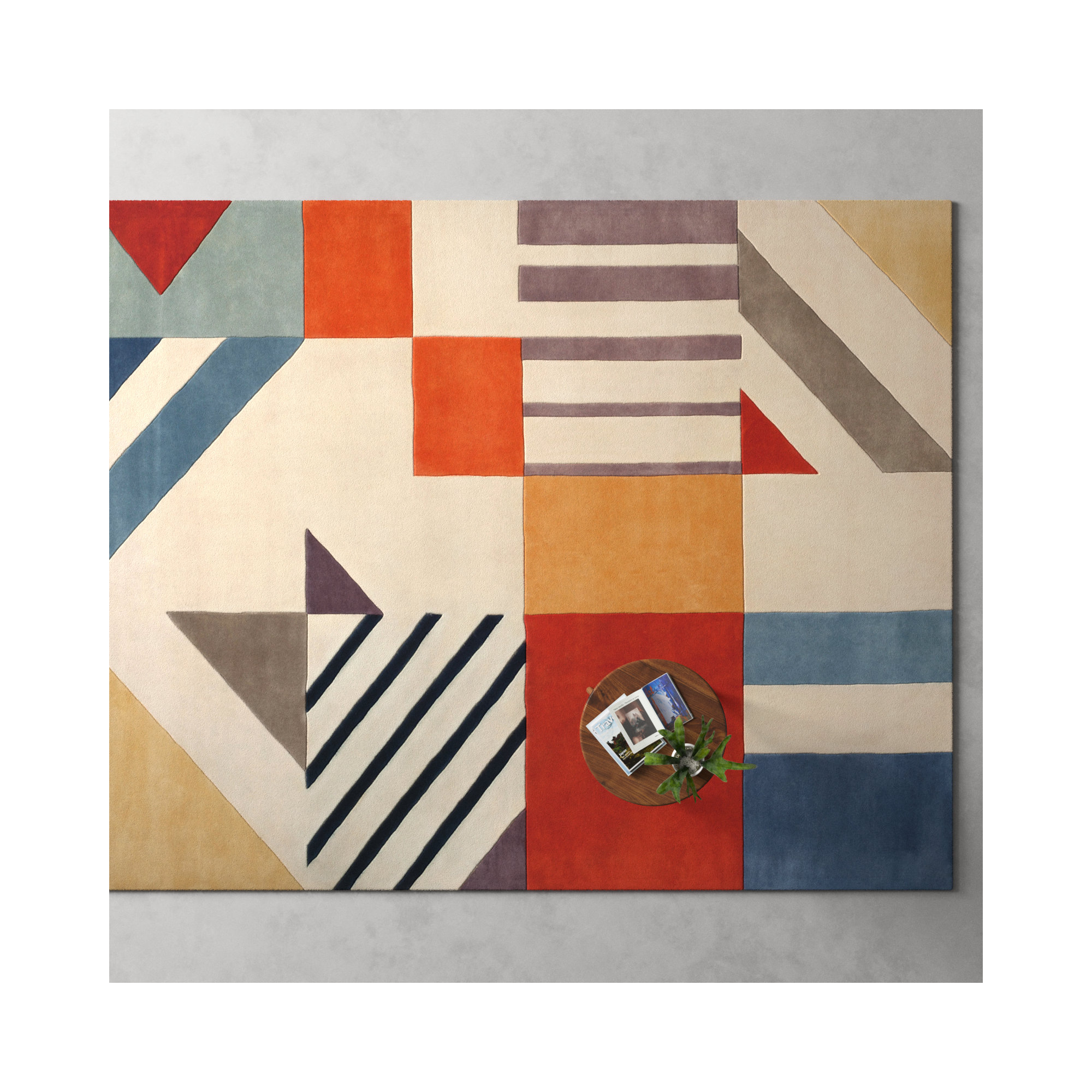 Tripoli Hand Tufted Wool Ivory/Multi Rug, Rectangle 8' x 10'