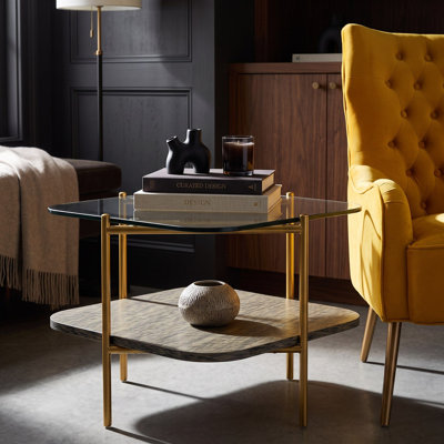 Carrington - Table d'appoint Glamour Or + Verre