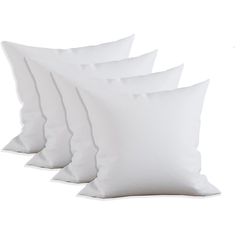 14 X 14 Throw Pillow Inserts - 4-PACK Pillow Insert Poly-Cotton Shell With Siliconized Fiber Filling - Square Form, Decorative For Couch Bed Inserts, , 14 X 14 Inch