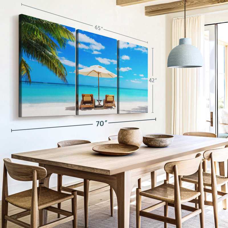 «Beach Deckchairs», 3 pièces, H 42 po x l 65 po