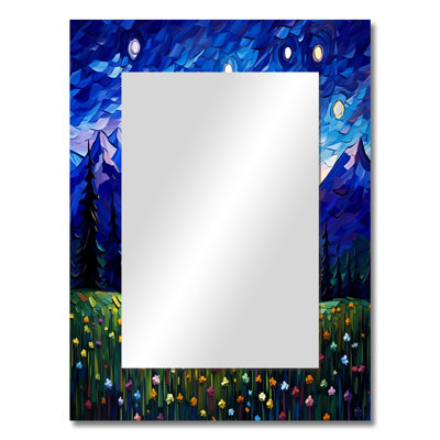 Medan Vangogh Starry Night Over The Mountains - Vangogh Decorative Mirror, Traditional Wall Mirror, Printed Metal Art