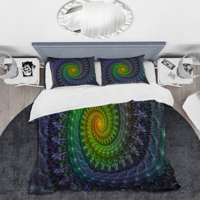 Ensemble de housse de couette spirale géométrique Spiral Fractal