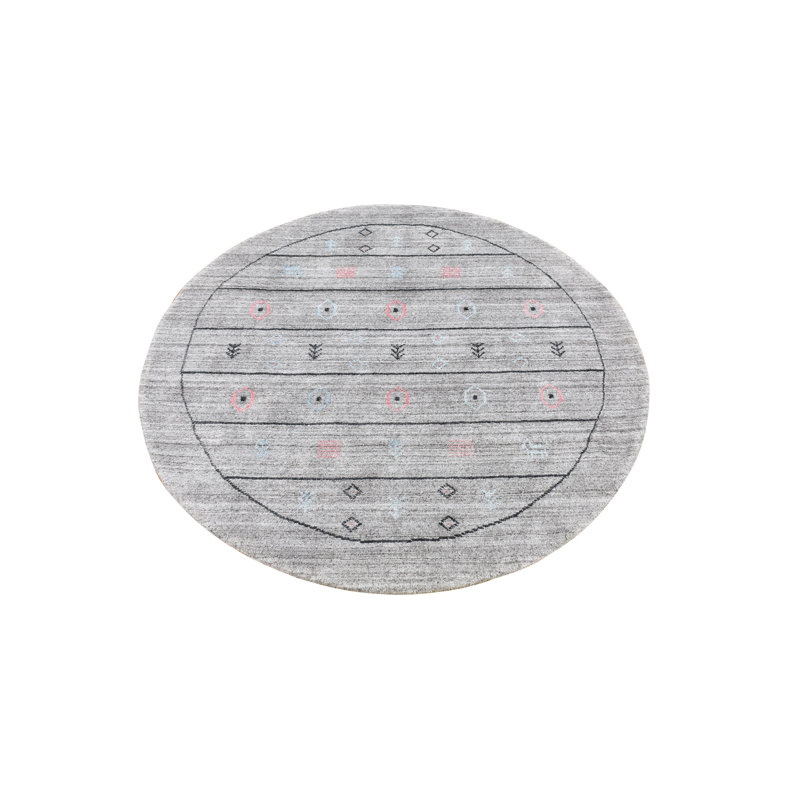 Tapis gris noué à la main de conception unique 4 pi 1 po Halstead