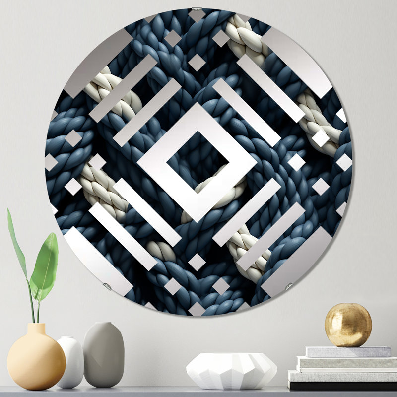 Miroir décoratif à losanges blanc et bleu Coastal, 23,6 po x 23,6 po