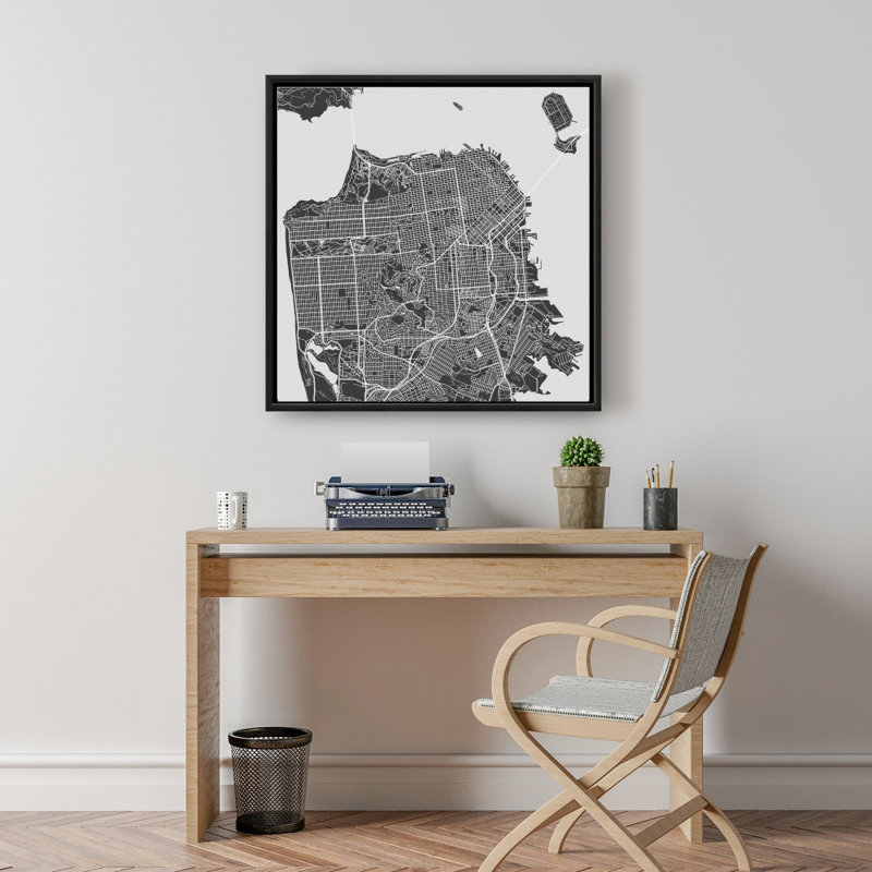 San Francisco City Plan, reproduction sur toile, H 24 po x l 24 po