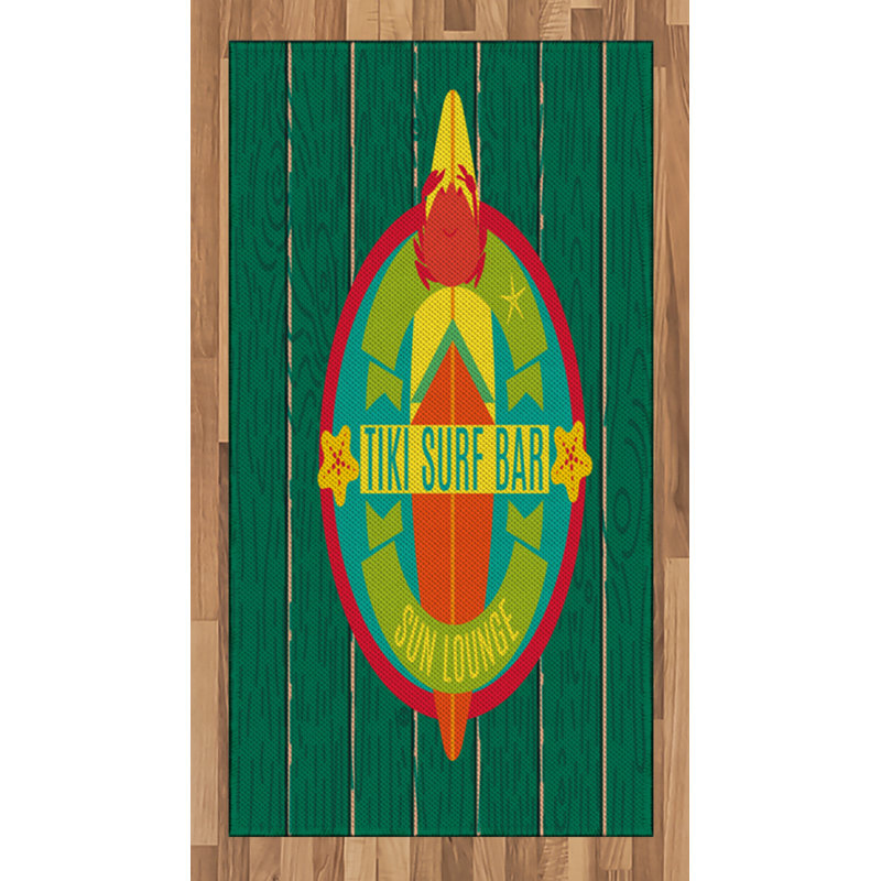 Tiki Bar High Density Long Fiber Poly Threads Decorative Area Rug Carpet, Rectangle 2'7" x 5'