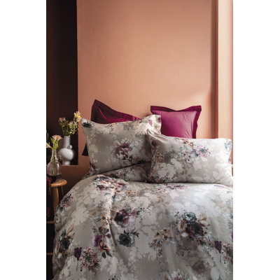 Ensemble de housse de couette 100% coton gris / rose Abdool