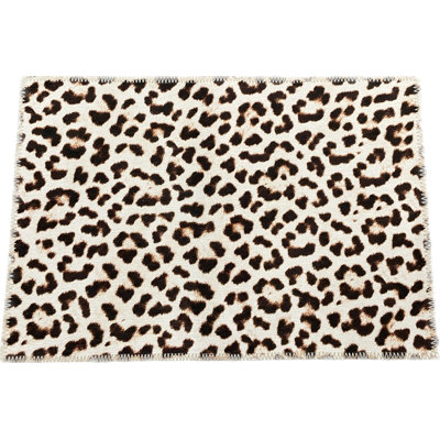 Leopard Skin Microfiber Rectangle Washable Rug