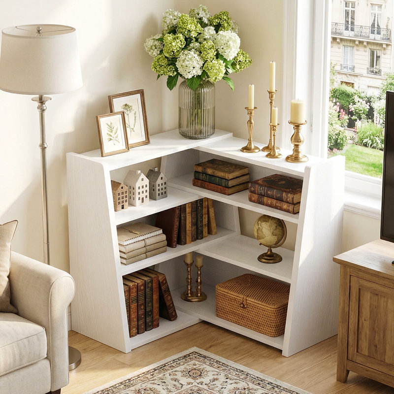 Petite bibliothèque à 4 niveaux, Blanc,  (4 Shelves) 35"H x 24"W x 11"D
