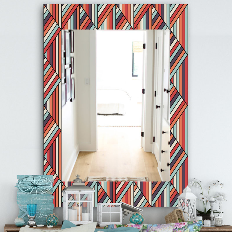 Miroir mural géométrique in op design, H 24 po x l 32 po