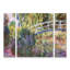 Ensemble de 3 panneaux muraux sur toile - "Le pont japonais IV" par Claude Monet pour décoration de salon, de chambre à coucher ou de bureau 