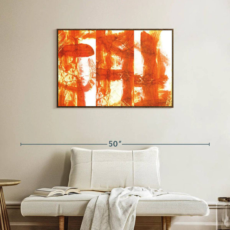 Orange noisette, 37 po x 25 po, Cadre flottant en noyer