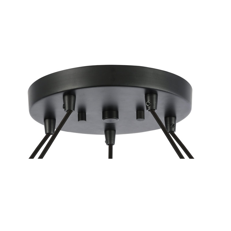 Luminaire suspendu dôme 5 lumières grappe Espalda, Opale, Bronze moyen