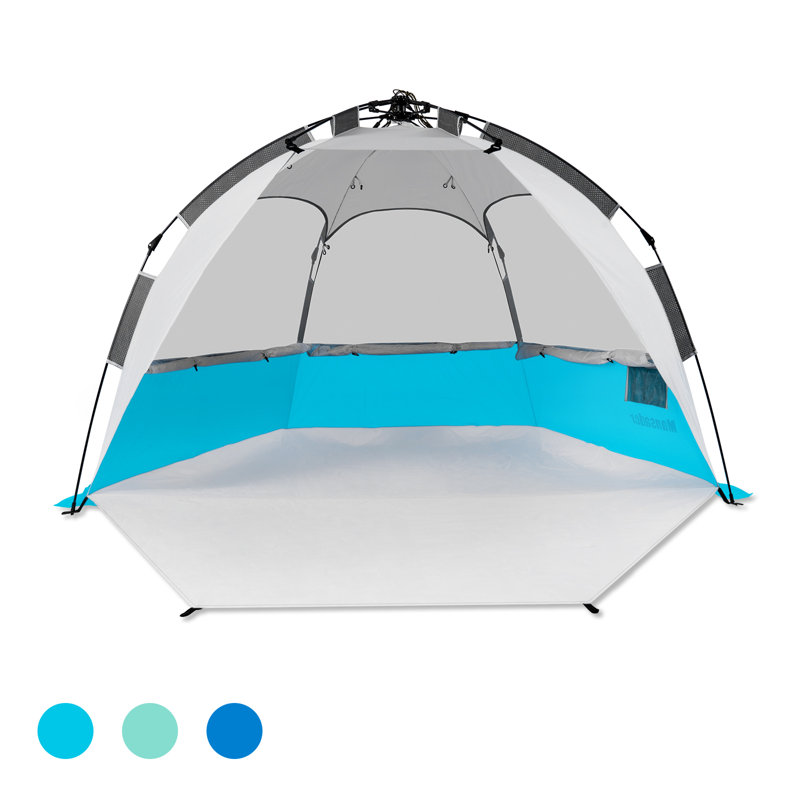 Tente de plage automatique automatique, Bleu sarcelle / blanc, H 46,7 po x l 48,8 po x P 86,6 po